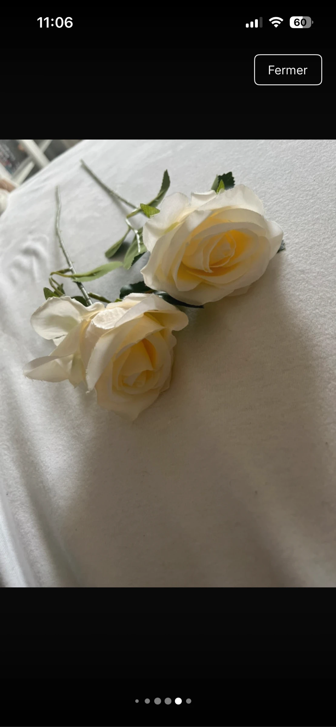 2 rosas de marfil en tela efecto realista – photo 6